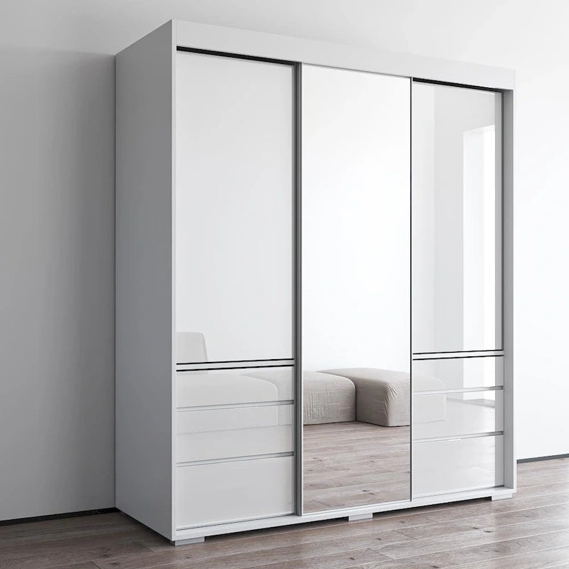 Armoire moderne de 180 cm à 3 portes avec miroir