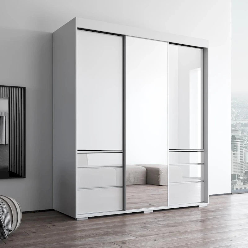 Armoire moderne de 180 cm à 3 portes avec miroir