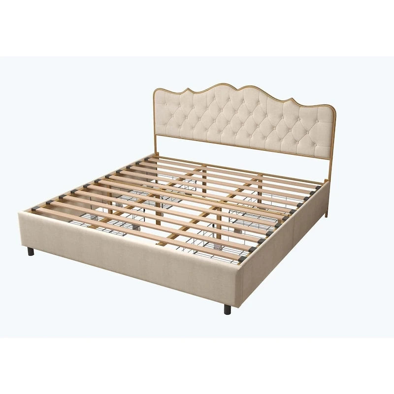 Lit plateforme élégant avec quatre tiroirs de rangement