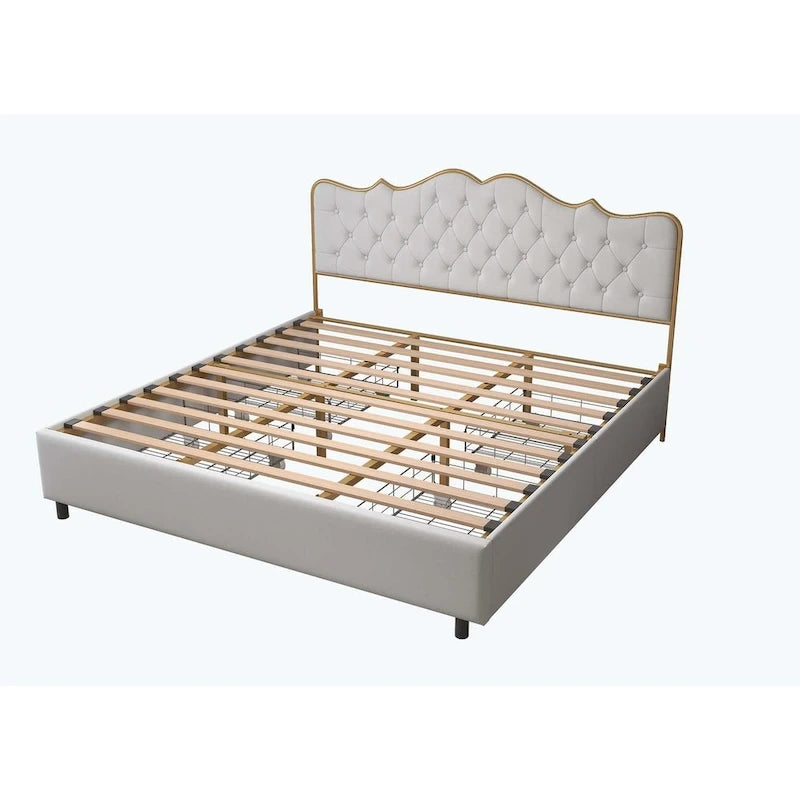 Lit plateforme élégant avec quatre tiroirs de rangement