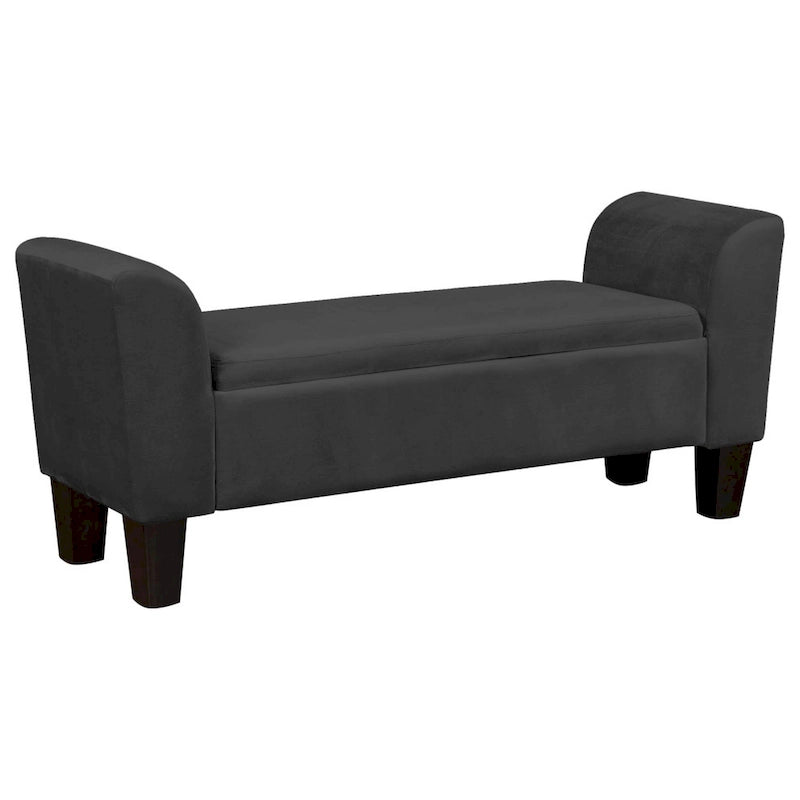 Banc de rangement d'appoint avec revêtement en velours de performance, noir