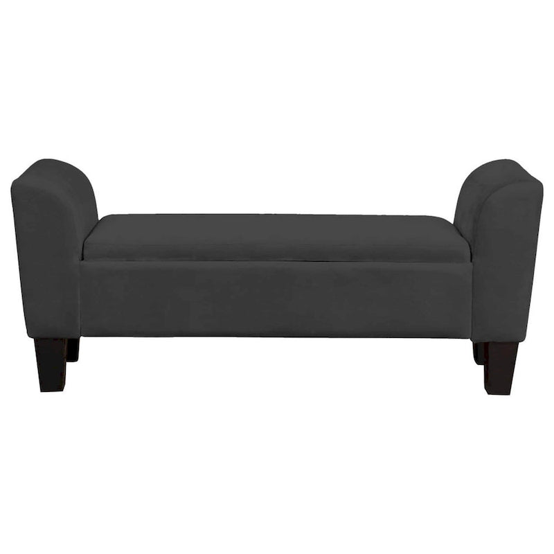 Banc de rangement d'appoint avec revêtement en velours de performance, noir