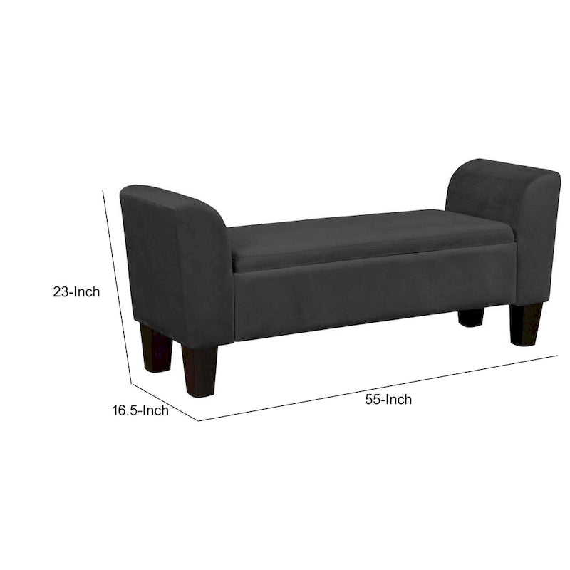 Banc de rangement d'appoint avec revêtement en velours de performance, noir
