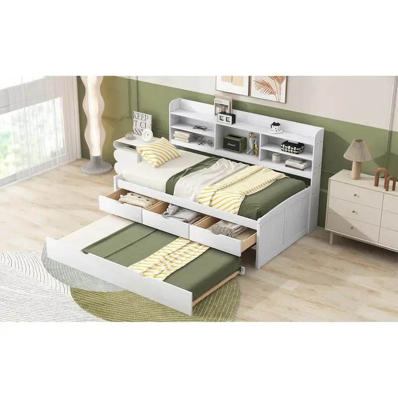 Twin Size Wooden Captain Bed