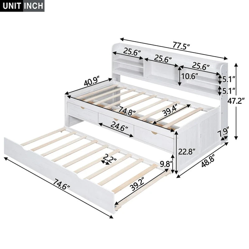 Lit capitaine en bois, format simple