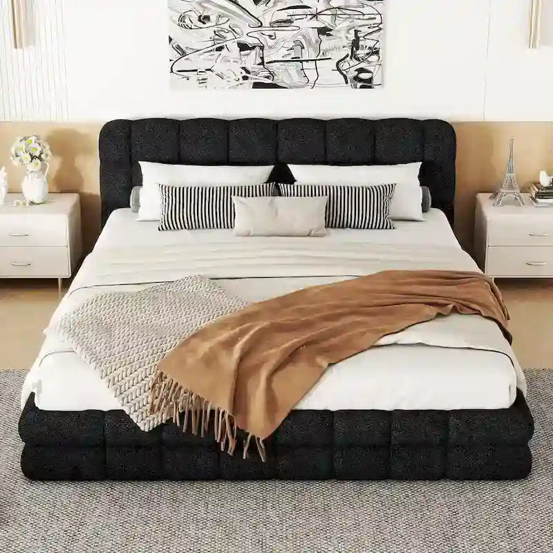 Lit plateforme rembourré pour chambre à coucher