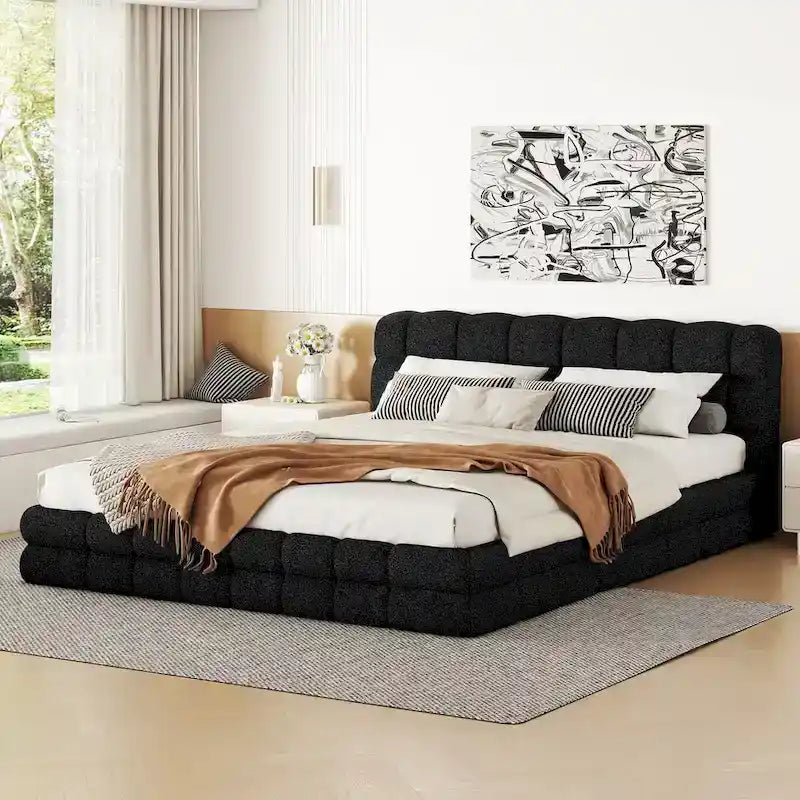 Lit plateforme rembourré pour chambre à coucher