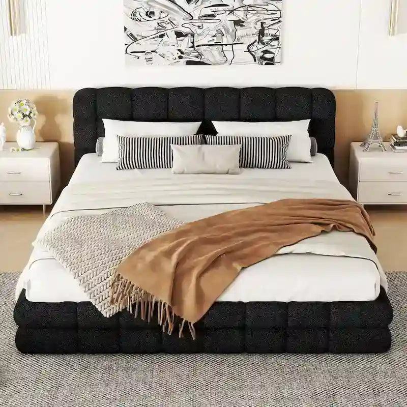 Lit plateforme rembourré pour chambre à coucher