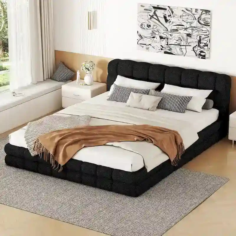 Lit plateforme rembourré pour chambre à coucher