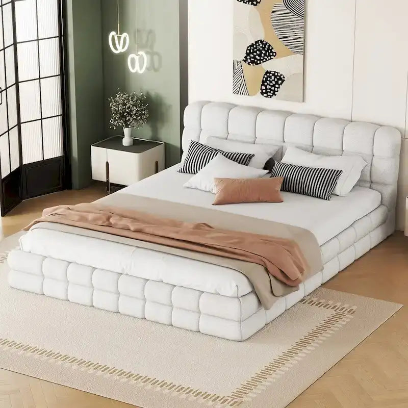 Lit plateforme rembourré pour chambre à coucher