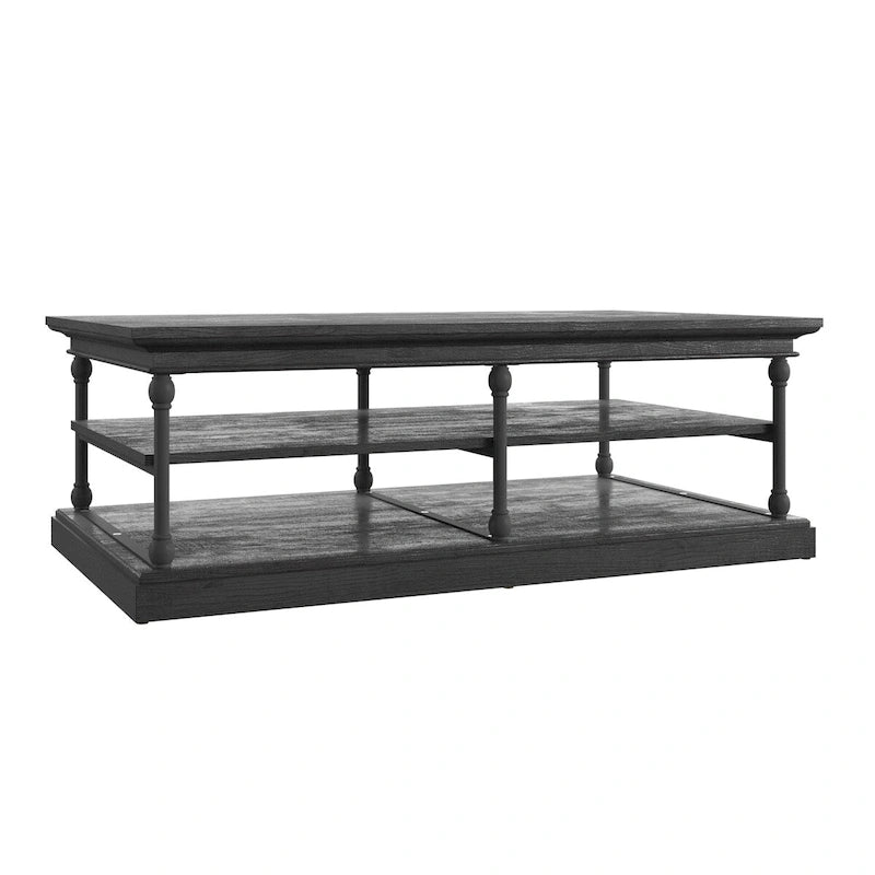 Table basse étagère de rangement rectangulaire