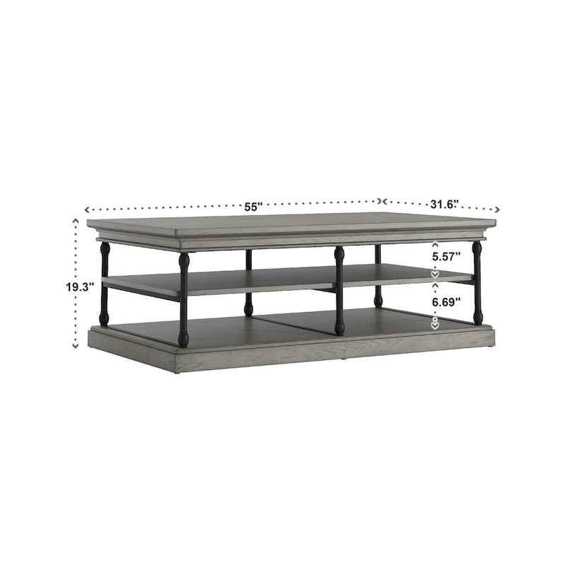Table basse étagère de rangement rectangulaire
