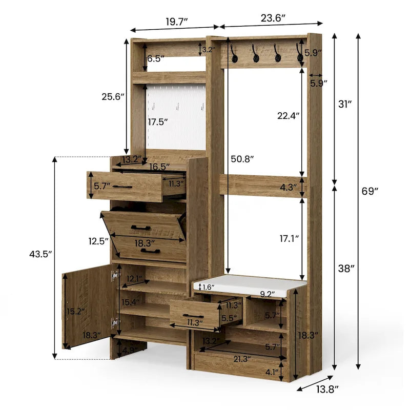 Banc de rangement pour chaussures