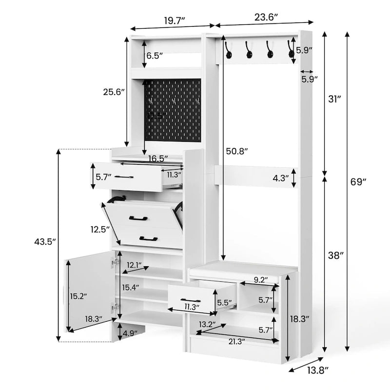 Banc de rangement pour chaussures