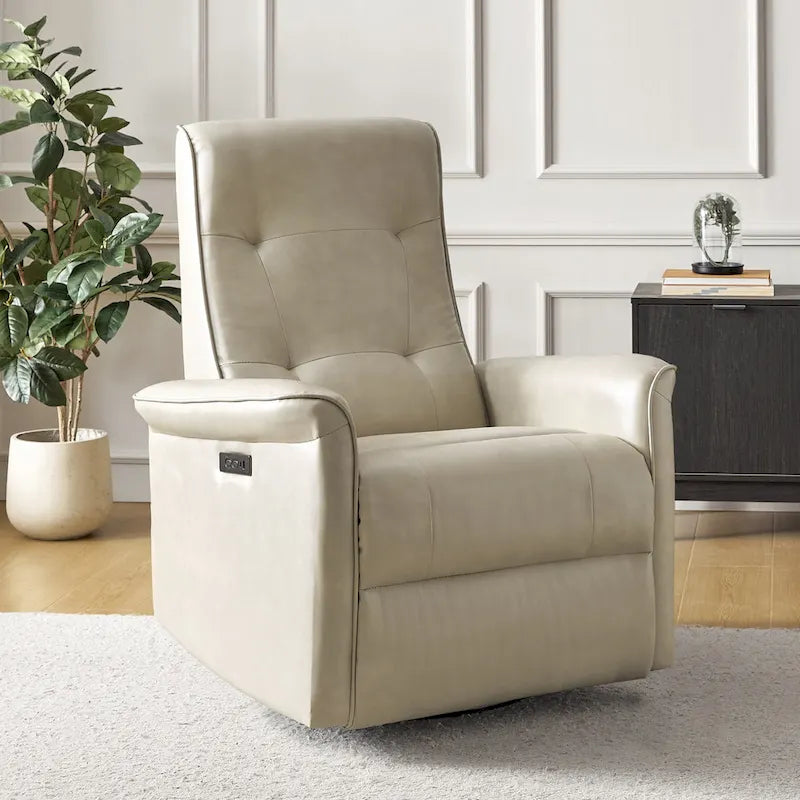 Fauteuil inclinable électrique pivotant en similicuir moderne avec ports USB