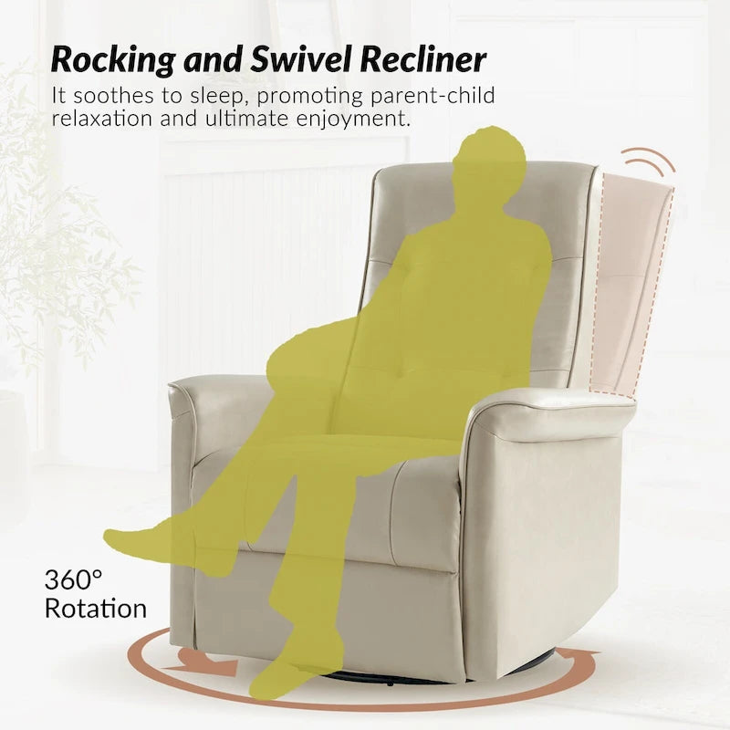 Fauteuil inclinable électrique pivotant en similicuir moderne avec ports USB