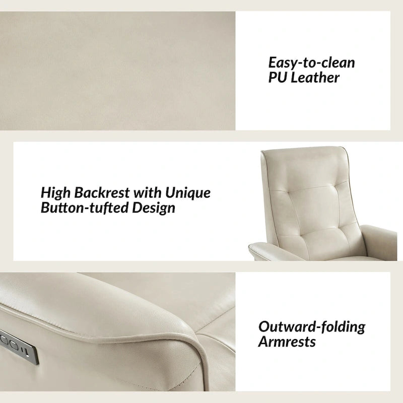 Fauteuil inclinable électrique pivotant en similicuir moderne avec ports USB