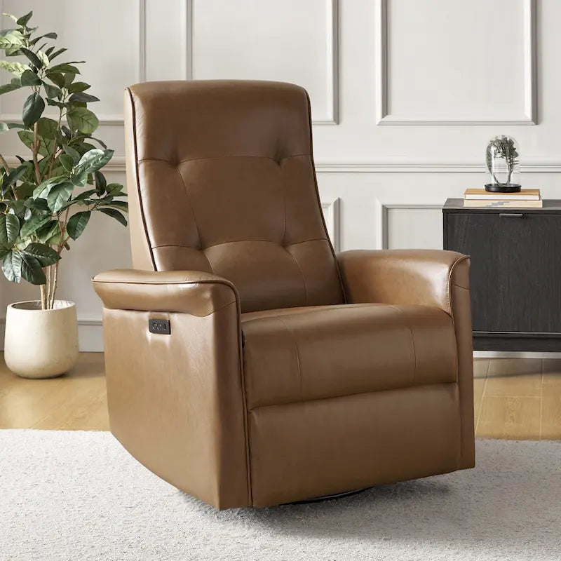 Fauteuil inclinable électrique pivotant en similicuir moderne avec ports USB