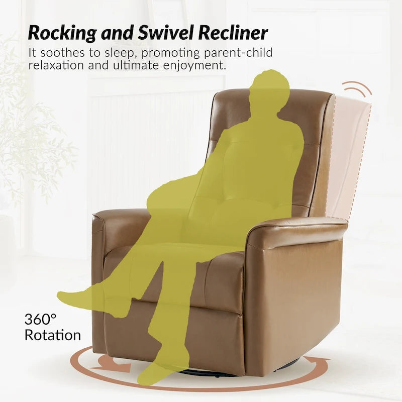 Fauteuil inclinable électrique pivotant en similicuir moderne avec ports USB