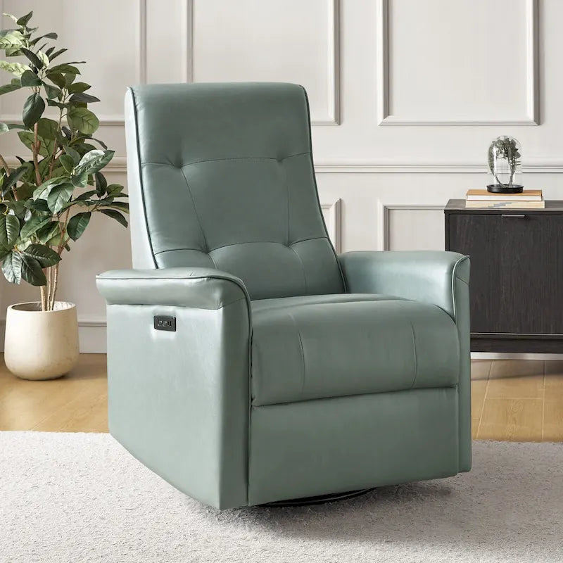 Fauteuil inclinable électrique pivotant en similicuir moderne avec ports USB