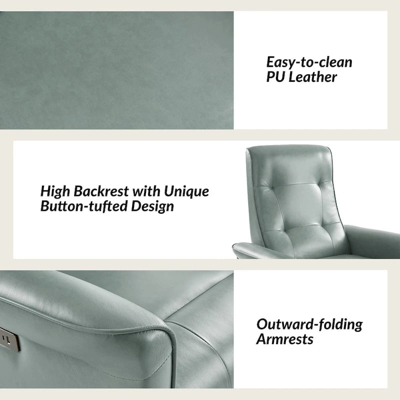 Fauteuil inclinable électrique pivotant en similicuir moderne avec ports USB