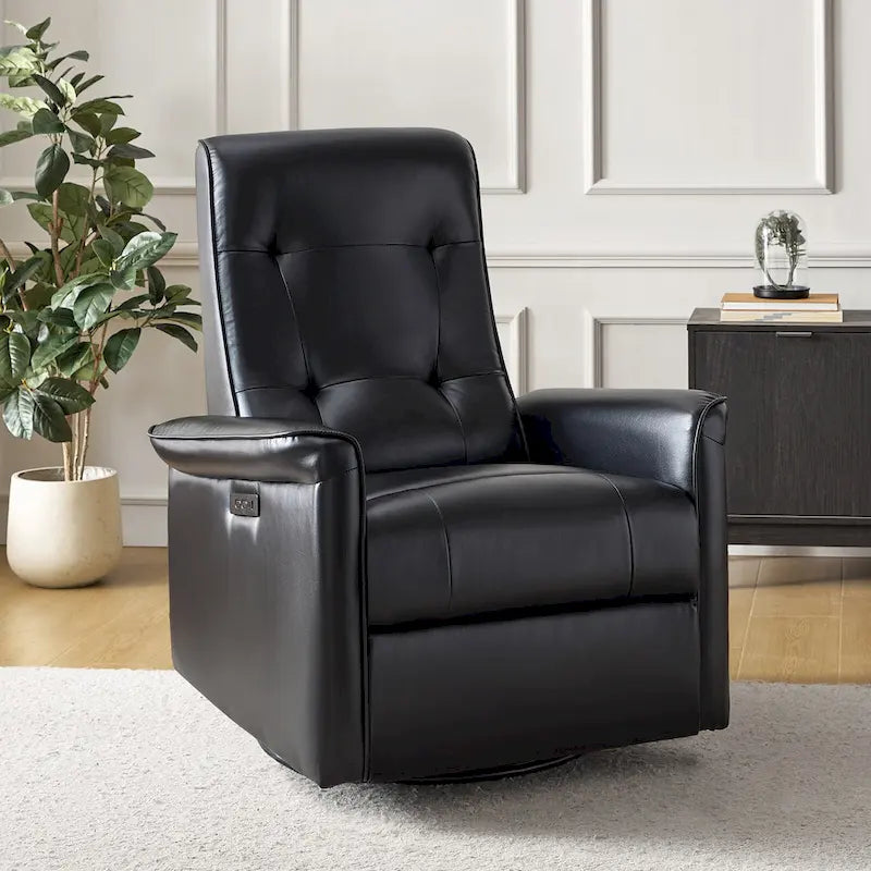 Fauteuil inclinable électrique pivotant en similicuir moderne avec ports USB