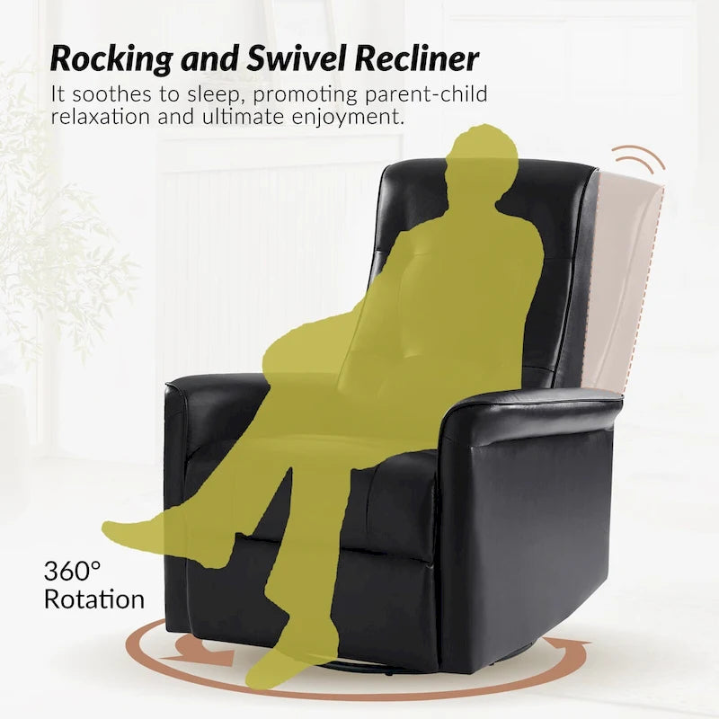Fauteuil inclinable électrique pivotant en similicuir moderne avec ports USB