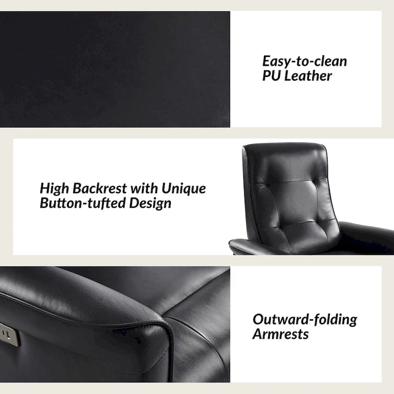 Fauteuil inclinable électrique pivotant en similicuir moderne avec ports USB