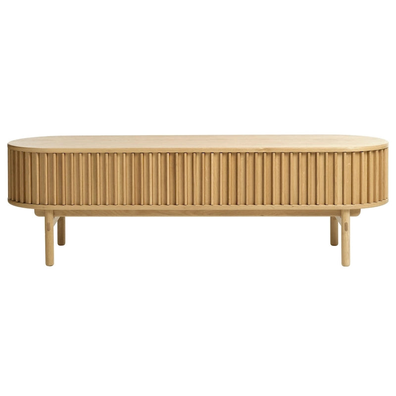 Meuble TV bas coulissant arrondi Mid-Century Modern