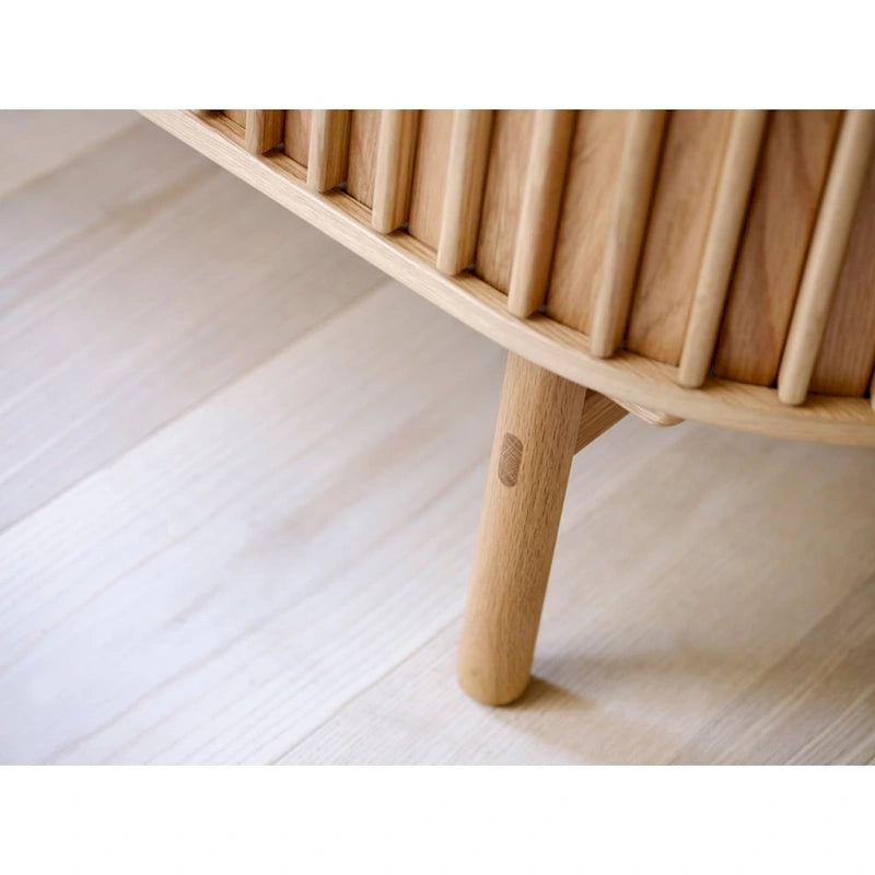 Meuble TV bas coulissant arrondi Mid-Century Modern