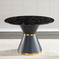 Table à manger ronde en MDF imprimé marbre noir