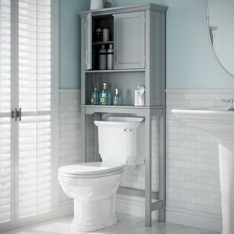 RiverRidge Somerset Over the Toilet Bathroom Spacesaver Wall Medicine Storage Cabinet with Adjustable Shelf - Gray