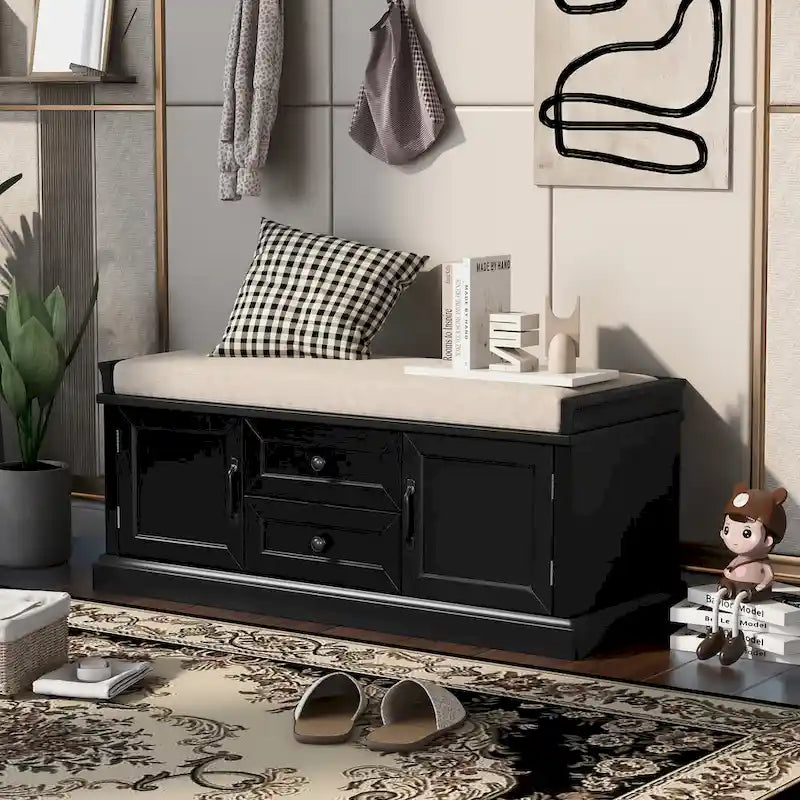 Banc de rangement avec 2 tiroirs et 2 placards