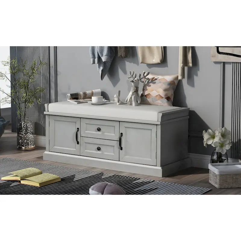 Banc de rangement avec 2 tiroirs et 2 placards