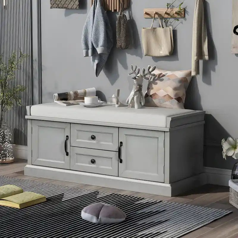 Banc de rangement avec 2 tiroirs et 2 placards