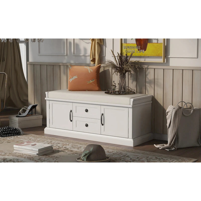 Banc de rangement avec 2 tiroirs et 2 placards