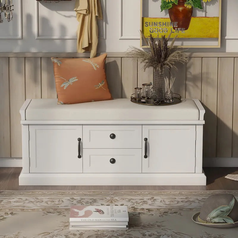 Banc de rangement avec 2 tiroirs et 2 placards