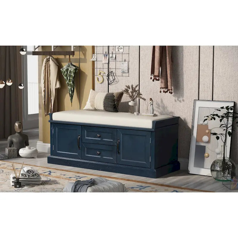 Banc de rangement avec 2 tiroirs et 2 placards