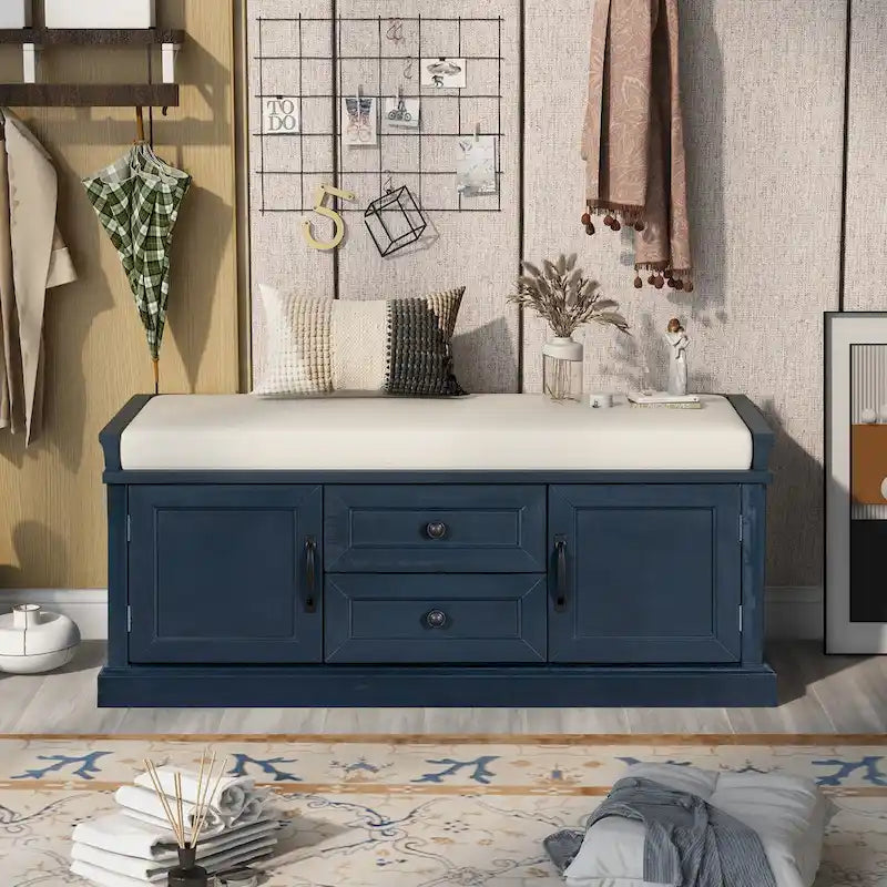 Banc de rangement avec 2 tiroirs et 2 placards