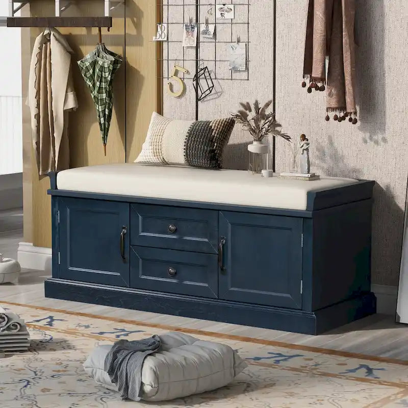 Banc de rangement avec 2 tiroirs et 2 placards