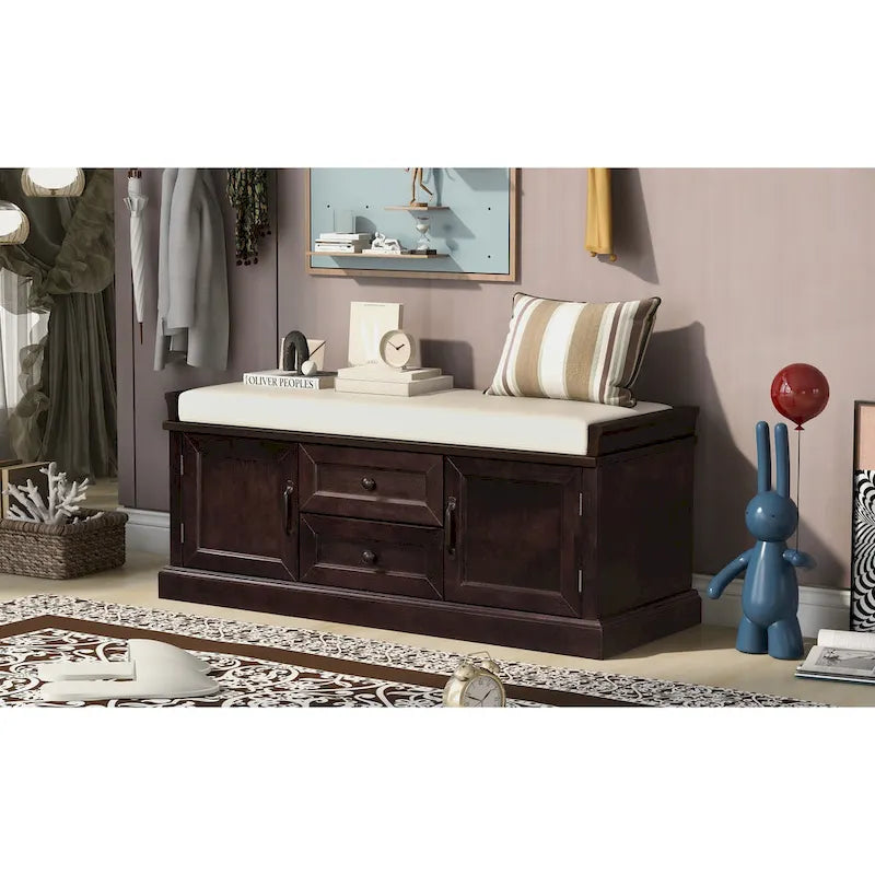 Banc de rangement avec 2 tiroirs et 2 placards