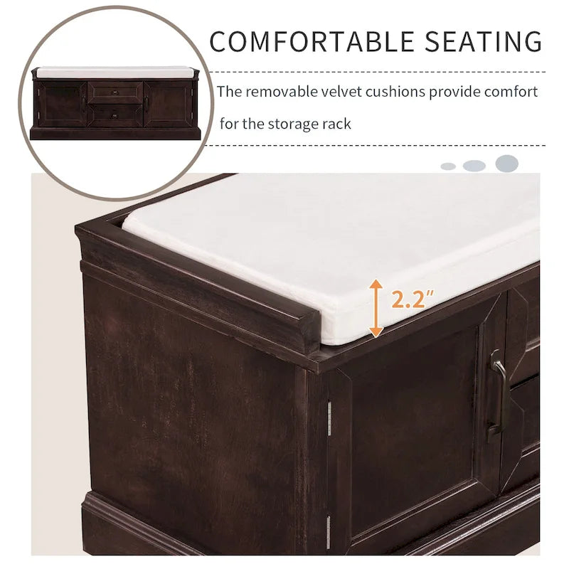 Banc de rangement avec 2 tiroirs et 2 placards