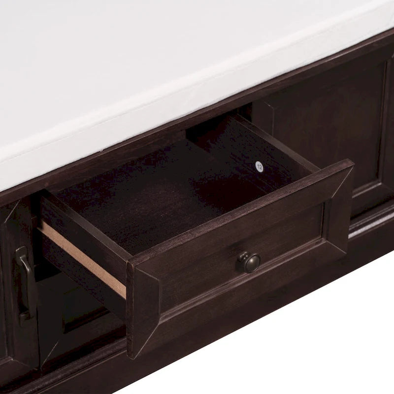 Banc de rangement avec 2 tiroirs et 2 placards