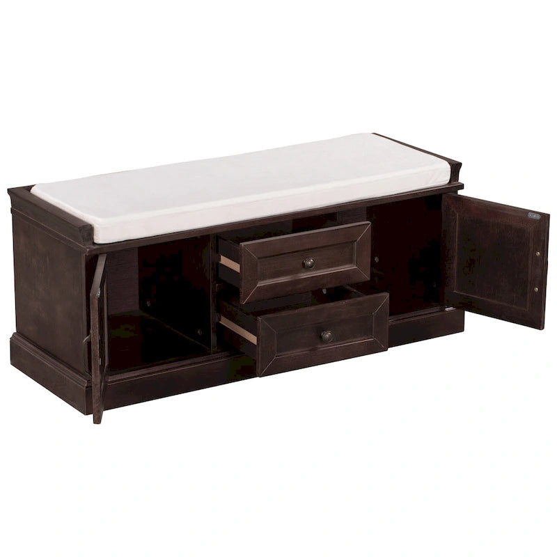 Banc de rangement avec 2 tiroirs et 2 placards